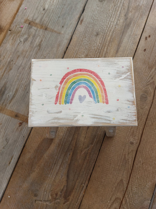 Schemel Shabby Weiß Regenbogen 🌈