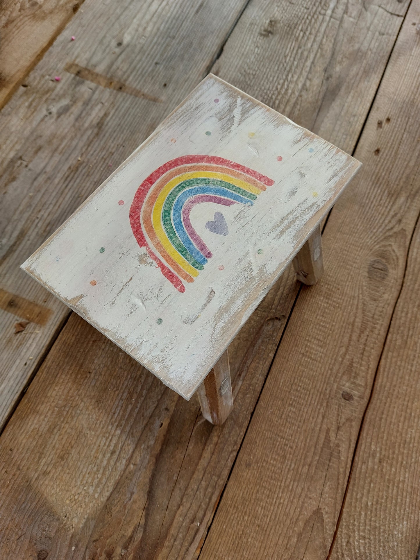 Schemel Shabby Weiß Regenbogen 🌈