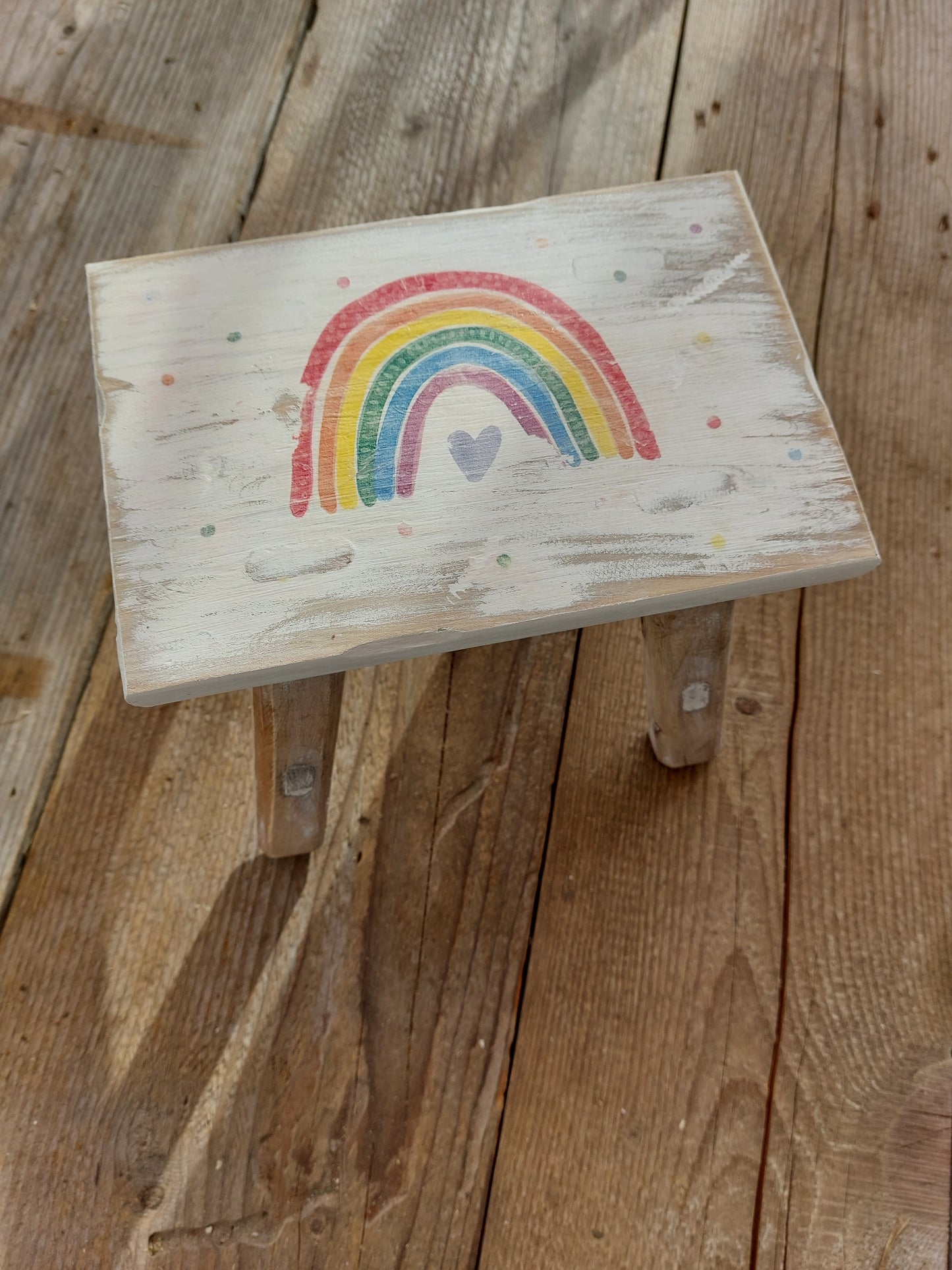 Schemel Shabby Weiß Regenbogen 🌈